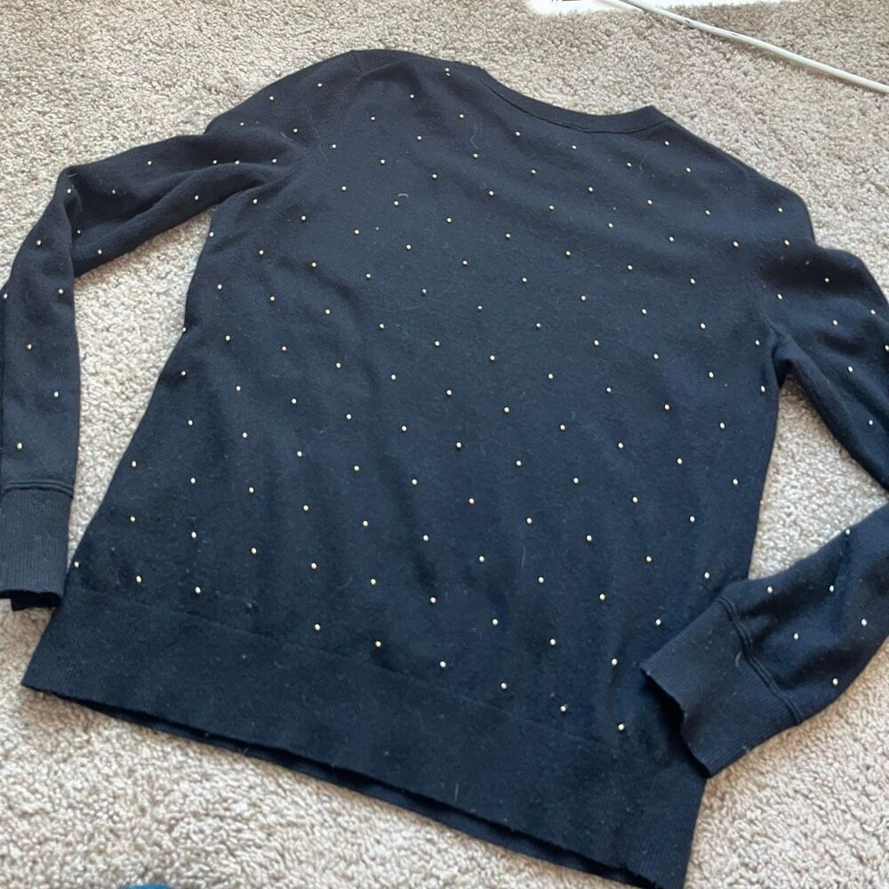 Banana Republic Black Merino Cashmere Sweater Gold Bead Filpucci L - Picture 7 of 7